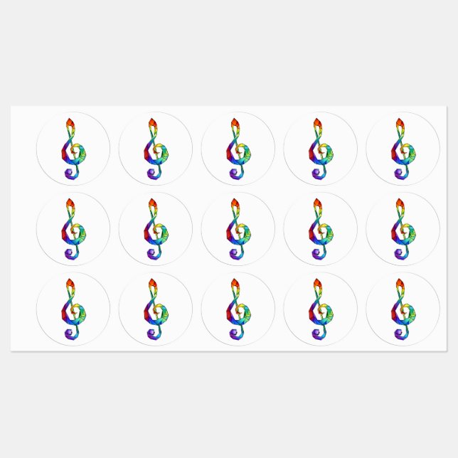 Rainbow musical key treble clef labels (Sheet)