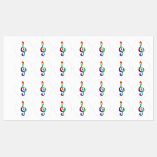 Rainbow musical key treble clef labels