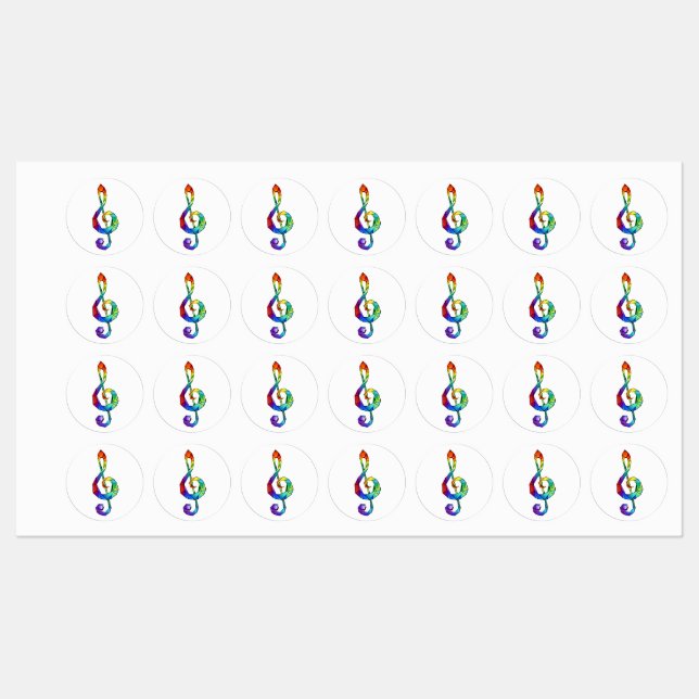 Rainbow musical key treble clef labels (Sheet)
