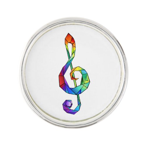 Rainbow musical key treble clef lapel pin