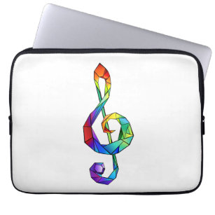 Rainbow musical key treble clef laptop sleeve