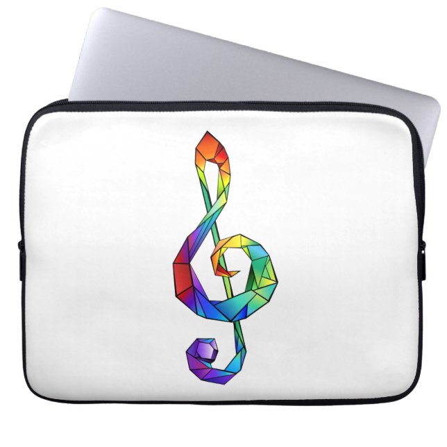 Rainbow musical key treble clef laptop sleeve (Front)