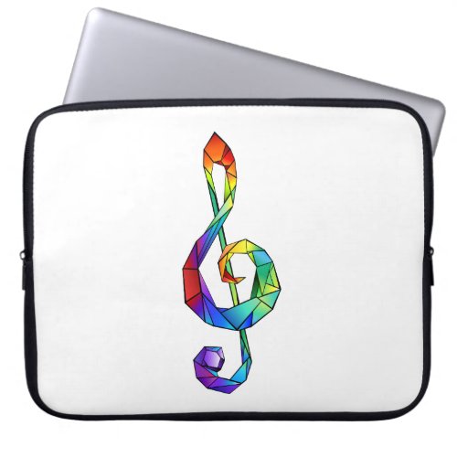 Rainbow musical key treble clef laptop sleeve