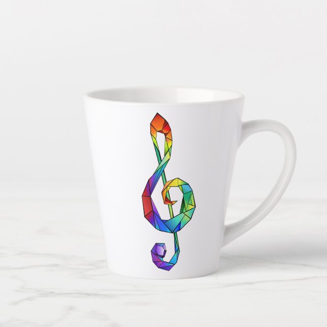 Rainbow musical key treble clef latte mug (Right)