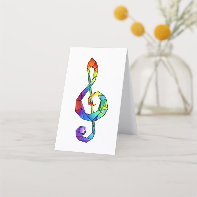 Rainbow musical key treble clef loyalty card (Front)