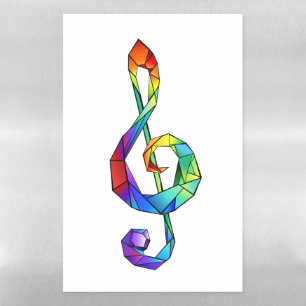 Rainbow musical key treble clef magnetic dry erase sheet