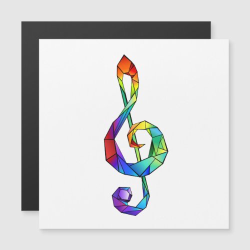 Rainbow musical key treble clef magnetic invitation