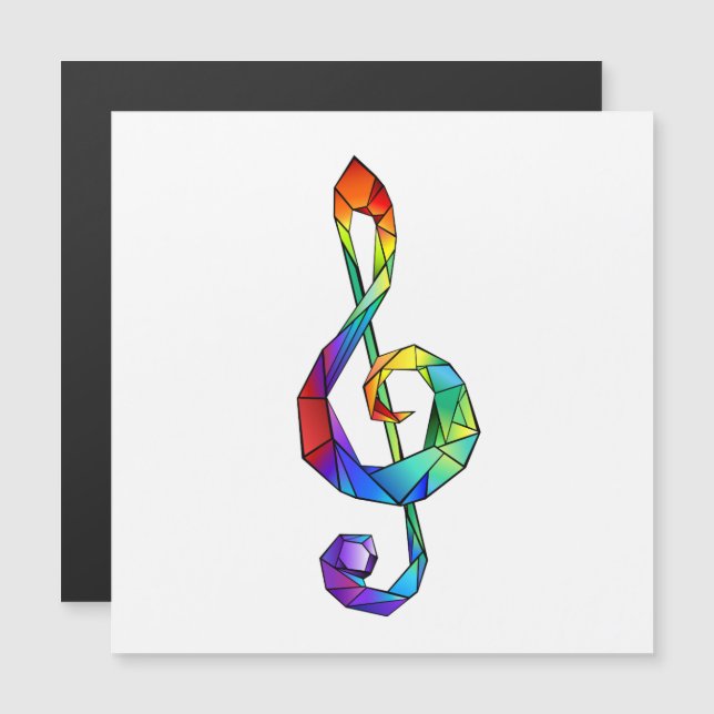 Rainbow musical key treble clef magnetic invitation (Front/Back)