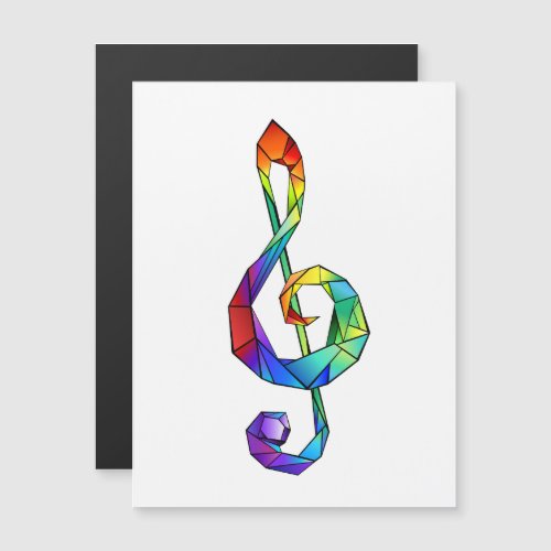 Rainbow musical key treble clef magnetic invitation