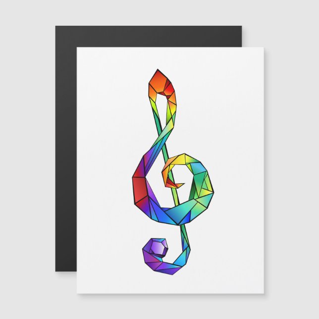 Rainbow musical key treble clef magnetic invitation (Front/Back)