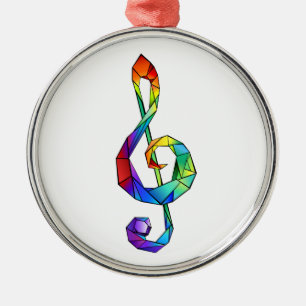 Rainbow musical key treble clef metal ornament