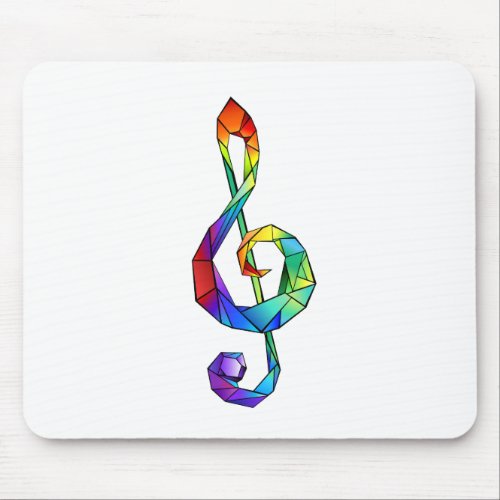 Rainbow Musical Key treble clef Mouse Pad