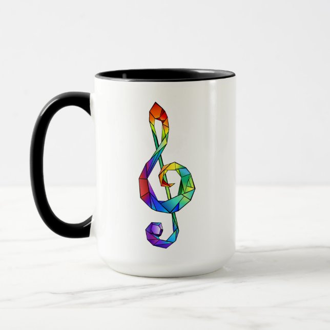 Rainbow musical key treble clef mug (Left)