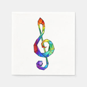 Rainbow Musical Key treble clef Napkins