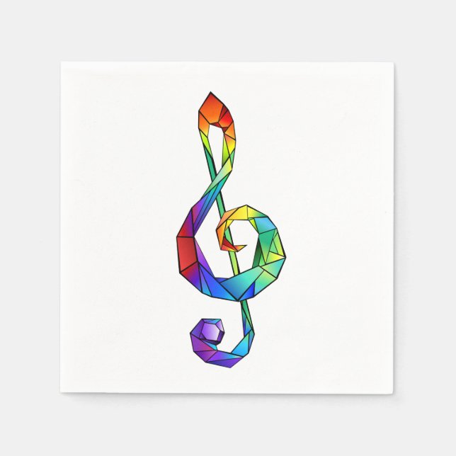 Rainbow Musical Key treble clef Napkins (Front)