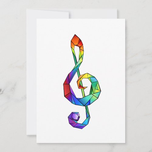 Rainbow musical key treble clef note card