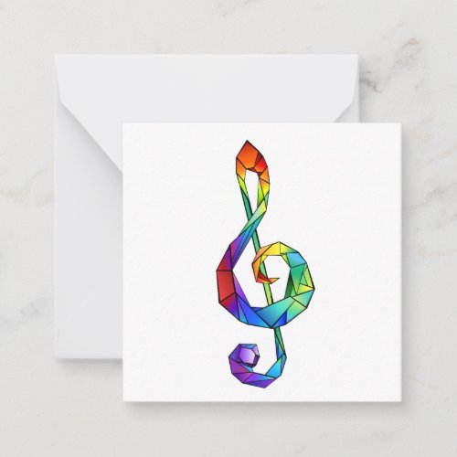 Rainbow musical key treble clef note card