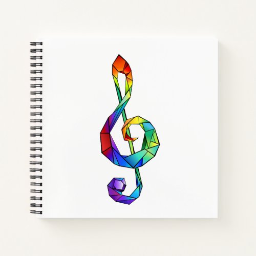 Rainbow musical key treble clef notebook