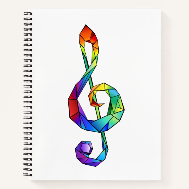 Rainbow musical key treble clef notebook (Front)