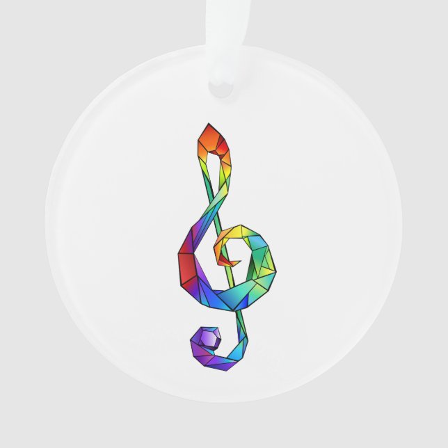 Rainbow Musical Key treble clef Ornament (Front)
