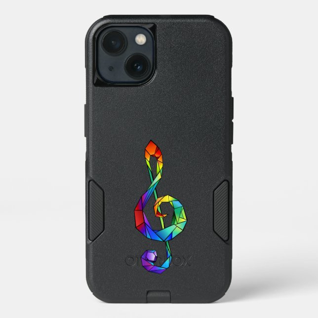 Rainbow musical key treble clef otterbox iPhone case (Back)