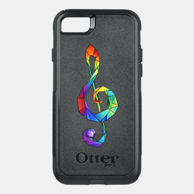 Rainbow musical key treble clef otterbox iPhone case (Back)