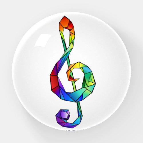 Rainbow musical key treble clef paperweight