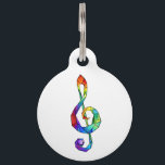 Rainbow musical key treble clef pet ID tag<br><div class="desc">Polygonal,  rainbow,  bright musical key on white background. Polygon tattoo. Treble clef</div>