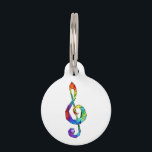 Rainbow musical key treble clef pet ID tag<br><div class="desc">Polygonal,  rainbow,  bright musical key on white background. Polygon tattoo. Treble clef</div>