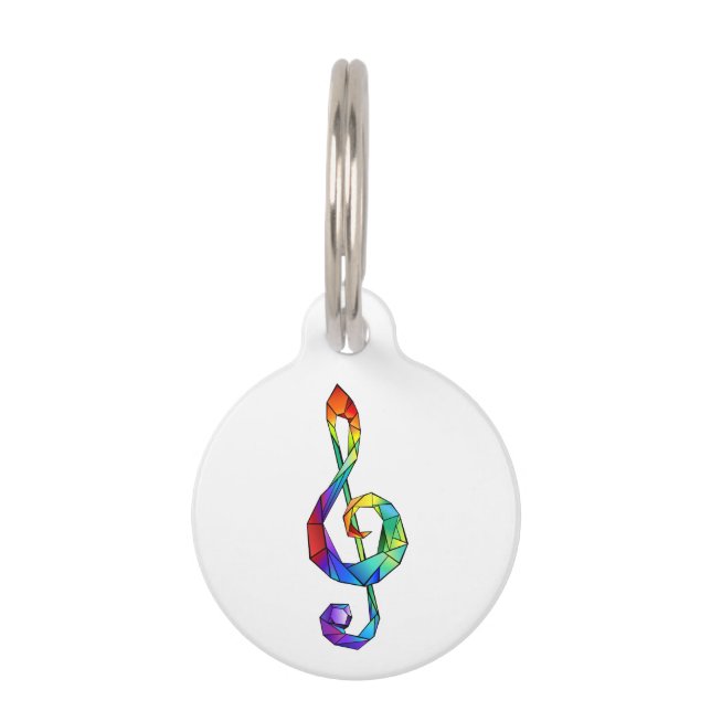 Rainbow musical key treble clef pet ID tag (Front)