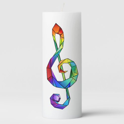Rainbow musical key treble clef pillar candle