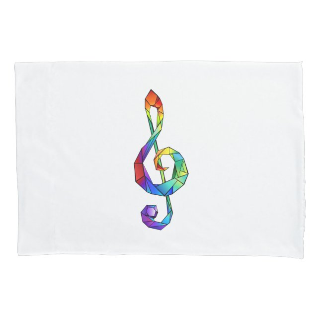 Rainbow musical key treble clef pillow case (Front-Left)