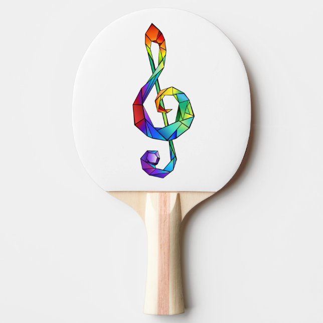Rainbow musical key treble clef ping pong paddle (Front)