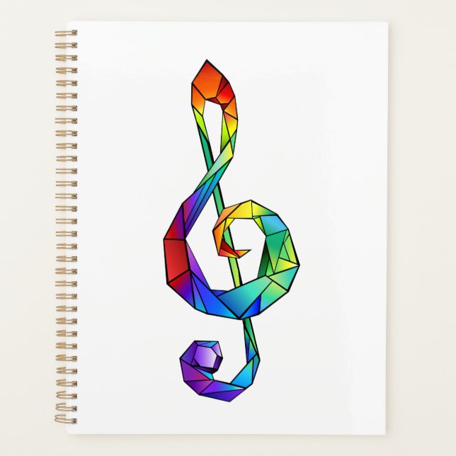 Rainbow musical key treble clef planner (Front)
