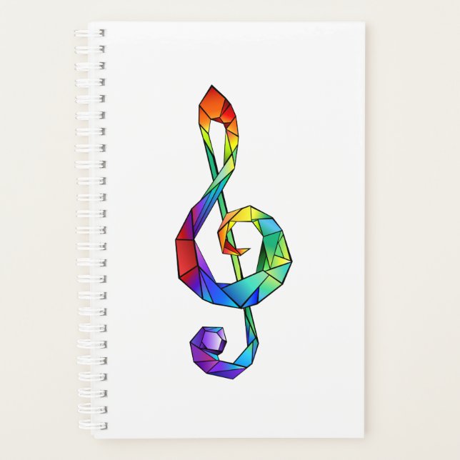 Rainbow musical key treble clef planner (Front)