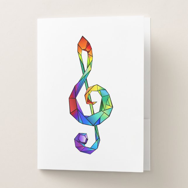Rainbow musical key treble clef pocket folder (Front)