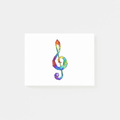 Rainbow musical key treble clef post_it notes