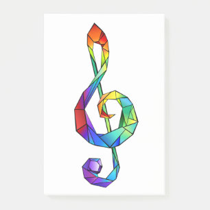Rainbow musical key treble clef post-it notes