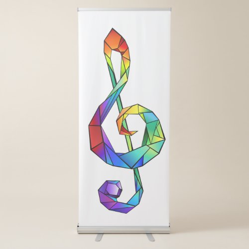 Rainbow musical key treble clef retractable banner