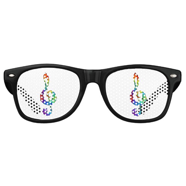Rainbow musical key treble clef retro sunglasses (Front)