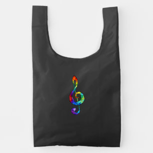 Rainbow musical key treble clef reusable bag