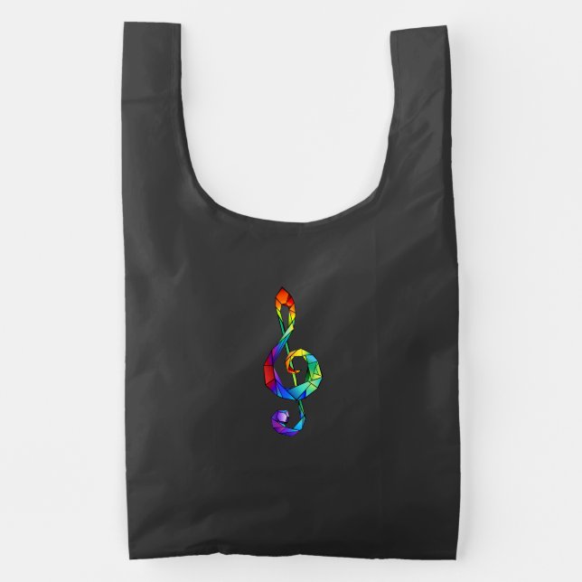 Rainbow musical key treble clef reusable bag (Front)