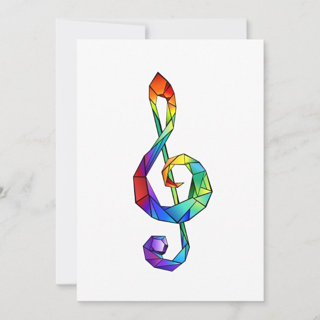 Rainbow musical key treble clef save the date (Front)