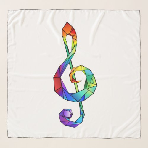 Rainbow musical key treble clef scarf