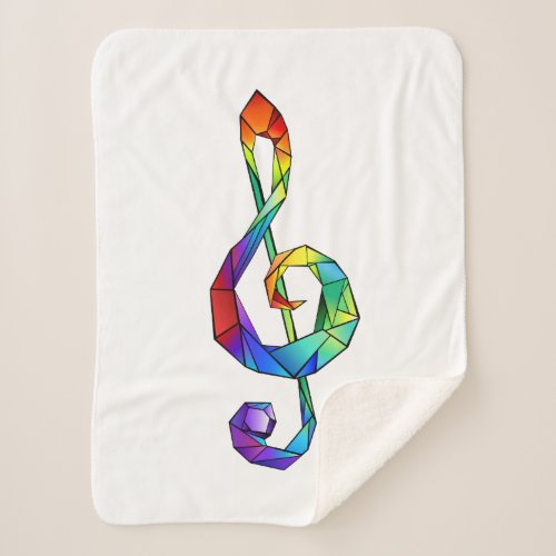 Rainbow musical key treble clef sherpa blanket