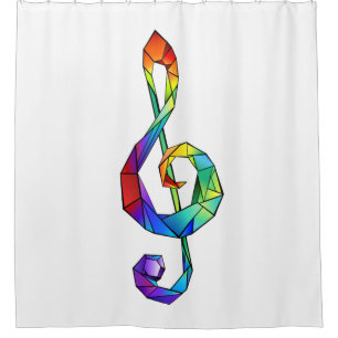 Rainbow musical key treble clef shower curtain