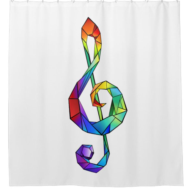 Rainbow musical key treble clef shower curtain (Front)