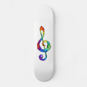 Rainbow musical key treble clef skateboard