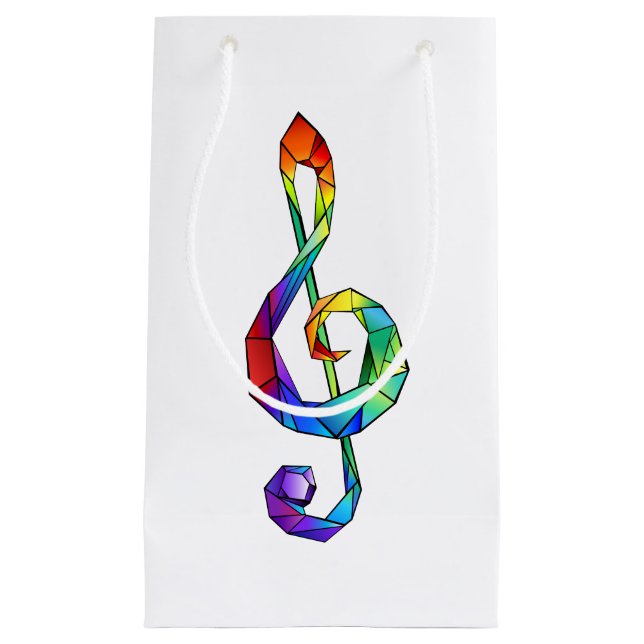Rainbow musical key treble clef small gift bag (Front)