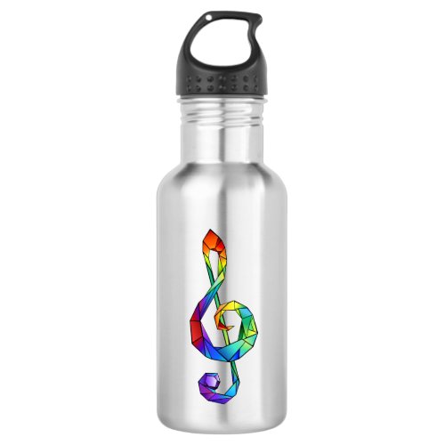 Rainbow musical key treble clef stainless steel water bottle